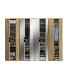 Garderoben-Set >Projekt X< in Artisan Eiche / Spiegelglas - 244x193x34cm (BxHxT)