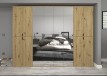 Garderoben-Set >Projekt X< in Artisan Eiche / Spiegelglas - 244x193x34cm (BxHxT)