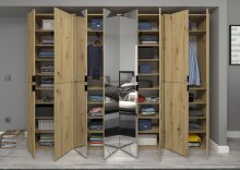 Garderoben-Set >Projekt X< in Artisan Eiche / Spiegelglas - 244x193x34cm (BxHxT)
