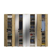Garderoben-Set >Projekt X< in Artisan Eiche / Spiegelglas - 244x193x34cm (BxHxT)