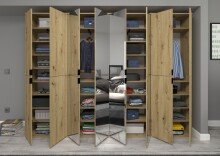 Garderoben-Set >Projekt X< in Artisan Eiche / Spiegelglas - 244x193x34cm (BxHxT)