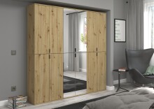 Garderoben-Set >Projekt X< in Artisan Eiche / Spiegelglas - 183x193x34cm (BxHxT)