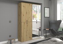 Garderoben-Set >Projekt X< in Artisan Eiche / Spiegelglas - 122x193x34cm (BxHxT)