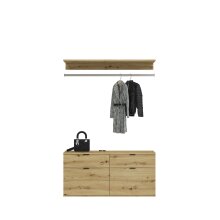 Garderoben-Set >Projekt X< in Artisan Eiche / Spiegelglas - 243x193x34cm (BxHxT)