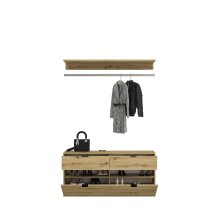 Garderoben-Set >Projekt X< in Artisan Eiche / Spiegelglas - 243x193x34cm (BxHxT)