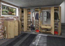 Garderoben-Set >Projekt X< in Artisan Eiche / Spiegelglas - 183x193x34cm (BxHxT)