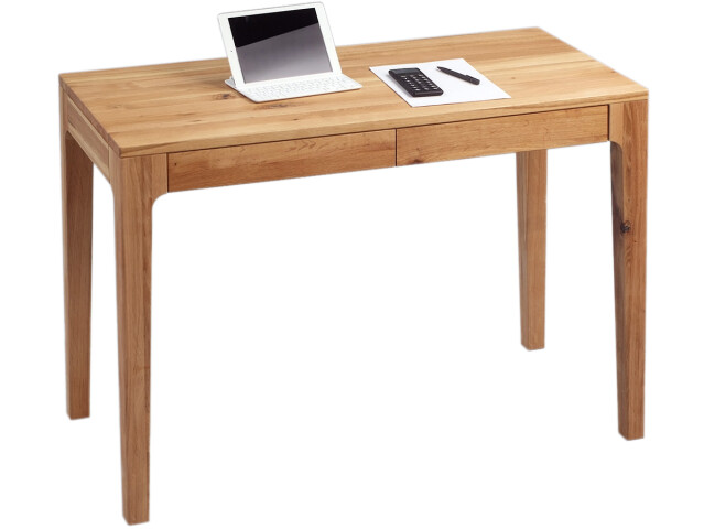 Schreibtisch >Timo< in Wildeiche aus Massivholz - 110x76x55cm (BxHxT)