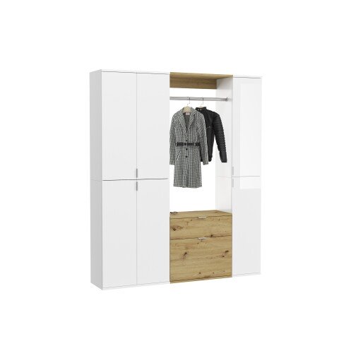Garderoben-Set >Projekt X< in Weiß / Artisan Eiche - 152x193x34cm (BxHxT)