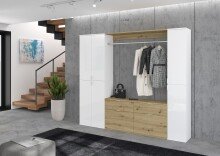 Garderoben-Set >Projekt X< in Weiß / Artisan Eiche - 212x193x34cm (BxHxT)