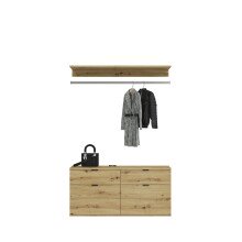 Garderoben-Set >Projekt X< in Weiß / Artisan Eiche - 212x193x34cm (BxHxT)