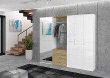 Garderoben-Set >Projekt X< in Weiß / Artisan Eiche - 213x193x34cm (BxHxT)