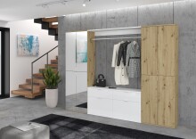 Garderoben-Set >Projekt X< in Artisan Eiche / Weiß / Spiegelglas