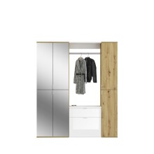 Garderoben-Set >Projekt X< in Artisan Eiche / Weiß / Spiegelglas