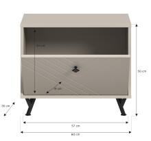 Sitzbank >Notes< in Sandbeige Matt - 60x50x35cm (BxHxT)