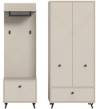 Garderoben-Set >Notes< in Sandbeige Matt - 195x190x35cm (BxHxT)