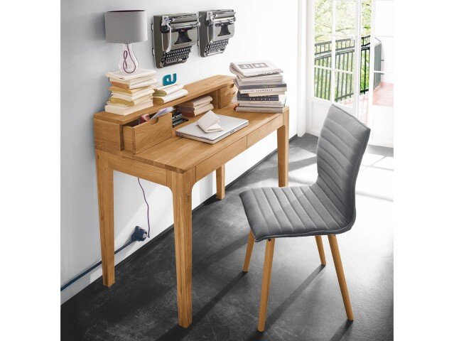 Schreibtisch >Timo< in Wildeiche aus Massivholz - 110x55cm (BxT)