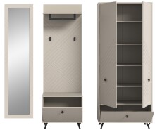 Garderoben-Set >Notes< in Sandbeige Matt - 215x190x35cm (BxHxT)