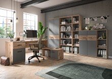 Regal >Mason< in Nox Oak / Basalt Grau - 40x199x37cm (BxHxT)