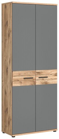Aktenschrank >Mason< in Nox Oak / Basalt Grau - 80x199x37cm (BxHxT)