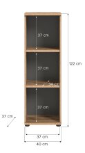 Regal >Mason< in Nox Oak / Basalt Grau - 40x122x37cm (BxHxT)
