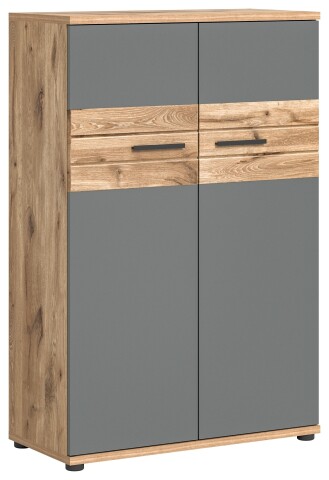 Aktenschrank >Mason< in Nox Oak / Basalt Grau - 80x122x37cm (BxHxT)