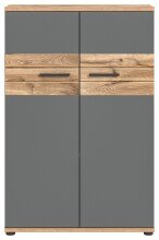 Aktenschrank >Mason< in Nox Oak / Basalt Grau - 80x122x37cm (BxHxT)
