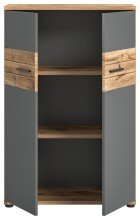 Aktenschrank >Mason< in Nox Oak / Basalt Grau - 80x122x37cm (BxHxT)