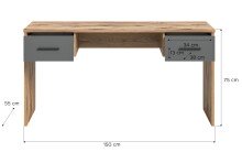 Schreibtisch >Mason< in Nox Oak / Basalt Grau - 150x76x55cm (BxHxT)