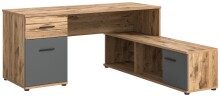 Eckschreibtisch >Mason< in Nox Oak / Basalt Grau -...