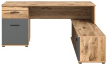 Eckschreibtisch >Mason< in Nox Oak / Basalt Grau - 170x76x151cm (BxHxT)