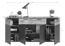 Wohnwand >Mason< in Nox Oak / Basalt Grau - 344x200x40cm (BxHxT)