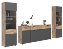 Wohnwand >Mason< in Nox Oak / Basalt Grau -...