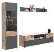 Wohnwand >Mason< in Nox Oak / Basalt Grau -...