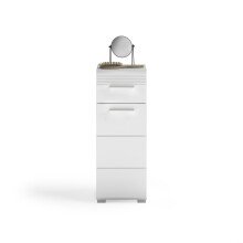 Hochschrank >Linus< in Weiß Hochglanz - 30x80x31cm (BxHxT)