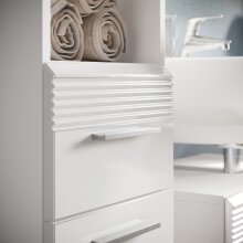Waschbeckenunterschrank >Linus< in Weiß Hochglanz - 60x56x34cm (BxHxT)
