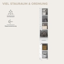 Hochschrank >Linus< in Weiß Hochglanz - 30x182x31cm (BxHxT)