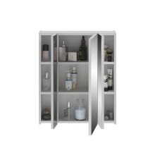 Badezimmerspiegelschrank >Linus< in Weiß / Spiegel - 60x70x18cm (BxHxT)