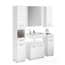 Badezimmer-Set >Linus< in Weiß Hochglanz -...
