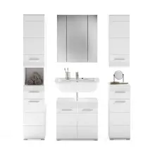 Badezimmer-Set >Linus< in Weiß Hochglanz -...