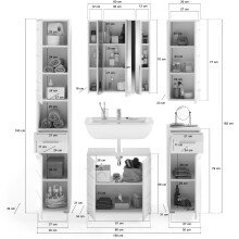 Badezimmer-Set >Linus< in Weiß Hochglanz - 150x182x34cm (BxHxT)