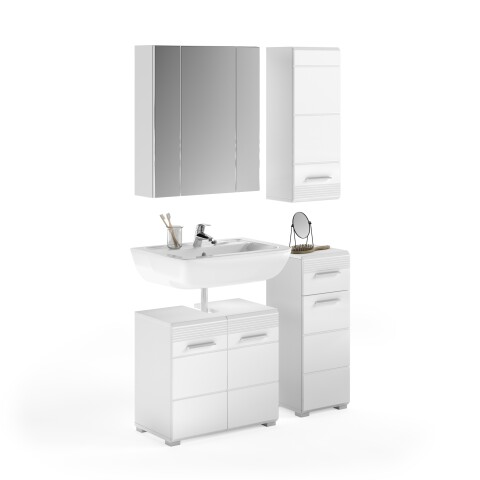 Badezimmer-Set >Linus< in Weiß Hochglanz - 105x182x34cm (BxHxT)