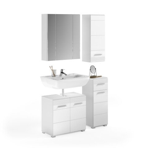 Badezimmer-Set >Linus< in Weiß Hochglanz - 105x182x34cm (BxHxT)