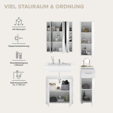Badezimmer-Set >Linus< in Weiß Hochglanz - 105x182x34cm (BxHxT)