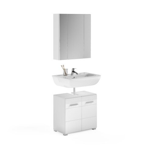 Badezimmer-Set >Linus< in Weiß Hochglanz - 60x182x34cm (BxHxT)