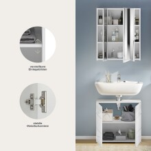 Badezimmer-Set >Linus< in Weiß Hochglanz - 60x182x34cm (BxHxT)
