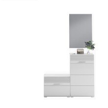 Garderoben-Set >Linus< in Weiß Hochglanz - 115x190x37cm (BxHxT)