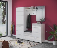 Garderoben-Set >Linus< in Weiß Hochglanz - 170x190x37cm (BxHxT)