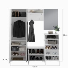Garderoben-Set >Linus< in Weiß Hochglanz - 170x190x37cm (BxHxT)