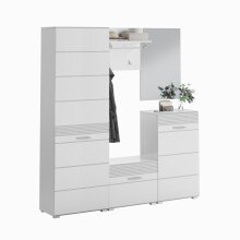 Garderoben-Set >Linus< in Weiß Hochglanz - 170x190x37cm (BxHxT)