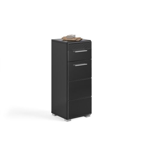 Hochschrank >Linus< in Schwarz Hochglanz - 30x80x31cm (BxHxT)